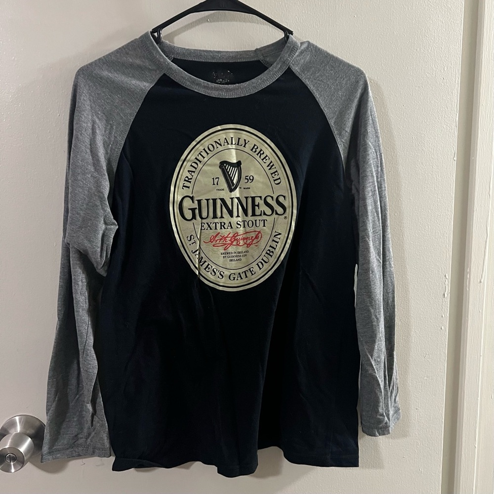 Guinness Black and Gray Raglan Long Sleeve Shirt